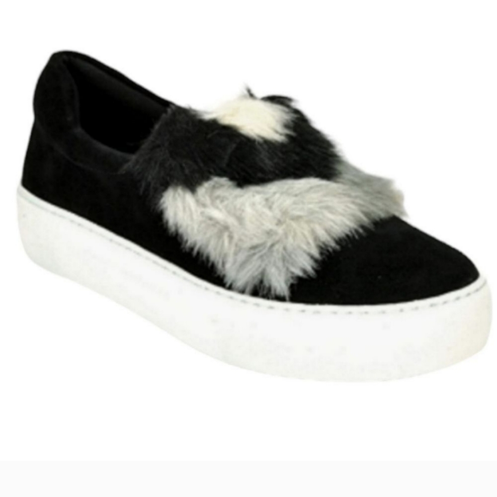 NEW J/SLIDES ALEXI SUEDE FUR PLATFORM SNEAKERS SIZE 8.5